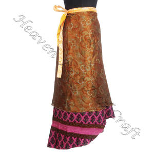 Jupes Vintage Art Soie Réversible Magique Soie Soie Rajasthani Magique Wrap Jupe Indien D'été Porter Vintage Long Enveloppant - Product Image 5