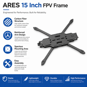 ARES 15 Inch Carbon Fiber FPV <b>Drone</b> Frame Kit for Long Range <b>Quadcopter</b> DIY Build - Product Image 2