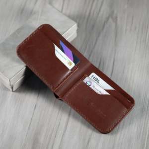 Cartera de cuero plegable delgada para hombre No.55 (color caoba) - Product Image 4