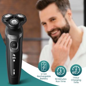 Rasoir électrique sans fil rechargeable pour hommes, rasoirs humides et secs avec tondeuse de précision, étanche IPX7 (version allemande) - Product Image 3