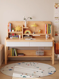 Blue Wood Study <b>Desk</b> with Bookshelf Storage for Kids Bedroom Home Office Furniture Set - Product Image 3