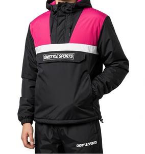 Survêtement coupe-vent personnalisé à demi-fermeture éclair pour hommes respirant léger en nylon tissé à capuche avec fonction coupe-vent uni ensemble vierge - Product Image 3