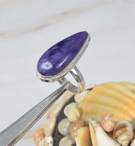 แหวน Charoite แฟชั่นสีม่วงแหวนพลอย925เงินสเตอร์ลิงทำด้วยมือเครื่องประดับสำหรับวันเกิดของขวัญวันเกิด - Product Image 3