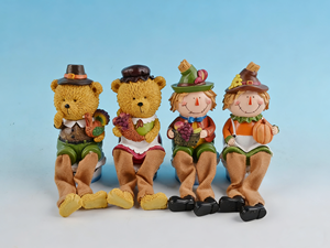 Venta directa de fábrica estante de resina sentado conejito oso espantapájaros figuritas otoño Halloween decoración de Acción de Gracias - Product Image 2