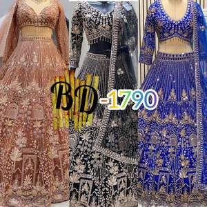 Vintage Style Blue Regular Indian Ethnic Faux Fur Quick Dry Lehenga Choli Women Traditional Festivals Party Wear - Product Image 3