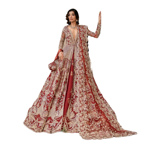 Traje de Novia Indio Pakistaní Bordado de Diseñador de Moda, Maxi Lahenga Choli de 3 Piezas, Trajes de Boda de Diseñador para Fiestas - Product Image 1
