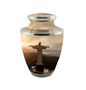 Meilleure urne de crémation en métal pour cendres humaines thème de la forêt urne en métal imprimé urne funéraire personnalisée - Product Image 3