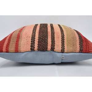 Oreiller en patchwork multicolore Kilim 14x14 pouces Coussin en laine tissée de luxe Feuilles moelleuses Vintage Accent décoratif de chevet - Product Image 5