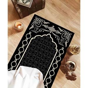 Alfombra de Oración Islámica, Negra Elegante Estampada, Decoración para Mezquita, Regalo Espiritual, con Alfombra Suave - Product Image 5