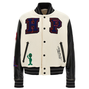 MOQ bajo personalizado chaqueta de bombardero universitario de los hombres de moda suelta estilo universitario bordado Chenille parches cuello con capucha tela - Product Image 1