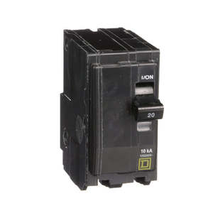 Disjoncteur miniature bipolaire Schneider Electric QO220 20A pour montage sur rail DIN - Product Image 1