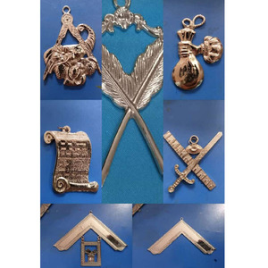 Masonic regalia Blue Lodge Mason COLLAR ชุดเครื่องประดับเงิน12แบรนด์ใหม่ปักด้วยมือด้วยอัญมณีชุบทองสีม่วงด้านหลัง - Product Image 5