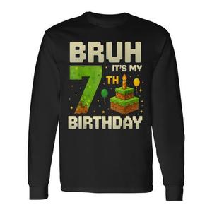 Maglietta a Maniche Lunghe con Stampa Pixel 'È il Mio 7° Compleanno' per Bambini di 7 Anni, Abbigliamento Promozionale Personalizzabile - Product Image 1