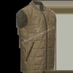 Chaleco de caza de invierno para hombre, Material de concha 100%, tela de lana, cierre de cremallera, bolsillos laterales, cuello acanalado, forro interior de poliéster - Product Image 2