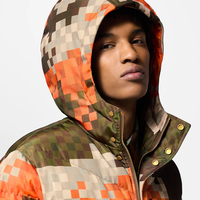 Veste matelassée avec logo appliqué, faible MOQ, style lettres imprimées, veste d'hiver à capuche, coupe-vent, veste d'extérieur, doudoune