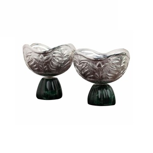 Ensemble de 2 bol/plateau de service de fruits en métal pour la décoration de table à manger à la maison forme arrondie finition brillante bol de service de bonbons - Product Image 3