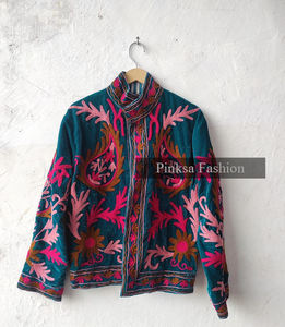 เสื้อแจ็คเก็ตวาร์ซิตี้ฤดูหนาวสไตล์โบฮีเมียนสำหรับผู้หญิง ผ้ากำมะหยี่ถักปักมือ ผ้าฝ้าย ระบายอากาศได้ดี เป็นมิตรกับสิ่งแวดล้อม หรูหรา |   เสื้อผ้าสไตล์โบฮีเมียน - Product Image 6