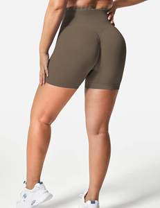 Pantalones cortos de Yoga sin costuras de cintura alta para mujer, mallas de entrenamiento con patrón sólido, Spandex reciclado/nailon, ropa deportiva para gimnasio - Product Image 3