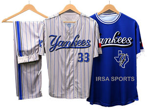 Ensemble de maillot et de pantalon de baseball personnalisé respirant de haute qualité imprimé par sublimation avec col en V 120g pour unisexe 100% polyester - Product Image 6