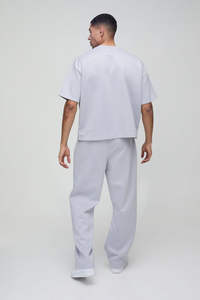 Custom Trendy Hot Sale Unisex <b>Grey</b> Scubas Tracksuit Heavyweight Custom Embroidered Round neck <b>Sweatshirt</b> & Jogger set Sweatsuit - Product Image 6