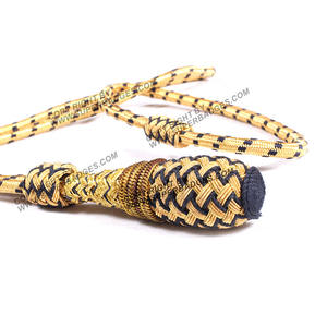 Vente en gros de nœuds de sabre de cérémonie tricotés à la main avec du matériel en or métallique et des nœuds d'épée croisés noirs et de fil métallique pour PC - Product Image 1