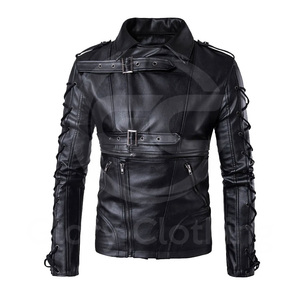Vente en gros pakistanaise de vestes en cuir fabricant veste en cuir décontractée sur le côté ceinture pour hommes nouvelles vestes de conception OEM de moto - Product Image 1