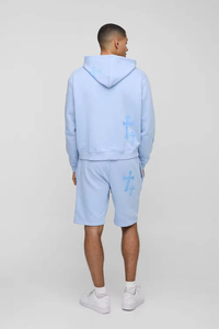 Vente en gros de sweat à capuche et short pour homme avec logo personnalisé Street Wear 100% coton motif uni grande taille pour l'hiver - Product Image 5