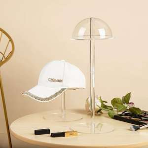 2025 precio de fábrica moderno acrílico transparente sombrero independiente estante de exhibición sombrero de béisbol organizador para tienda de casa para - Product Image 1