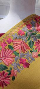 yellow Kashmiri <b>Shawl</b> in <b>Wool</b> with Classic Embroidery for Bridal Wear and Winter Ethnic Fashion - Product Image 5