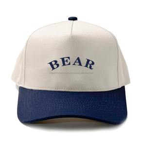 Custom Embroidery “BEAR” Baseball Cap Two-Tone Curved Brim Adjustable Structured <b>Hat</b> <b>for</b> Casual Outdoor Wear OEM Wholesale - Product Image 1