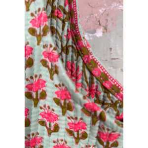 Chaleco Estampado a Mano con Diseño Mughal, Color Verde Mandarina, Decorado con Botones, Prenda Exterior de Punto Impermeable para Primavera/Invierno, Ropa de Oficina - Product Image 5