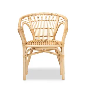 Высококачественный стул из натурального ротанга с подлокотниками коричневого цвета, обеденный стул, уличная мебель, оптовая продажа из Вьетнама