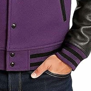 Top Trending Men <b>Purple</b> Color <b>Varsity</b> <b>Jacket</b> Long Sleeve Letterman <b>Jacket</b> with Front Logo New Fashion Wear Men Winter <b>Jacket</b> - Product Image 5