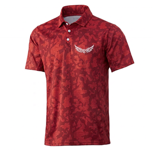 Men's <b>Blue</b> Camouflage <b>Polo</b> <b>Shirt</b> Short Sleeve Quick Dry Knitted Polyester Casual With Front Logo Print - Product Image 4
