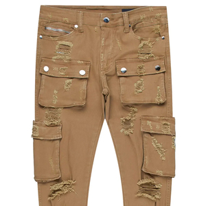 กางเกงยีนส์แฟชั่นใหม่สำหรับผู้ชายทรงสกินนี่ดีไซน์แบบกำหนดเองกางเกงยีนส์ขาเดฟสำหรับผู้ชายทรงสกินนี่คุณภาพสูง8กระเป๋า - Product Image 2