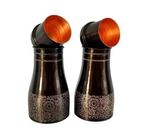 Botella de Cobre Grande con 2 Vasos, Aislamiento Térmico, Asa de Transporte, Botella de Agua con Cuerda, Logotipo Personalizado, Deportiva, Navideña, Vintage, de Lujo - Product Image 1