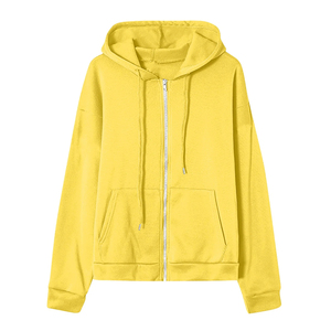 Sudadera con capucha y cremallera de lana suave para mujer, Jersey grueso y pesado con bolsillos laterales, sudaderas con capucha de color sólido de algodón personalizado, novedad - Product Image 1