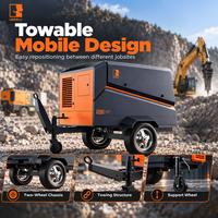Compresseur diesel remorquable haute pression 350 ch 25 bars, compresseur d'air à vis rotatif mobile pour forage de puits profonds