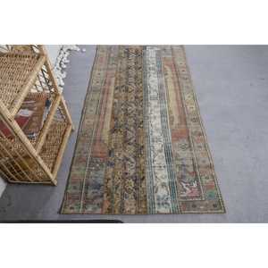 พรมสไตล์วินเทจขนาดใหญ่ลายเบจสีฟ้าสี่เหลี่ยมผืนผ้าวัสดุขนแกะ3.3 x 6.4ft สำหรับตกแต่งห้องโถงห้อง - Product Image 1