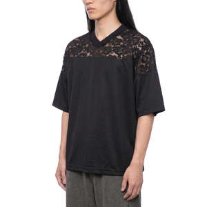 Camiseta Deportiva Ajustada con Cuello en V y Paneles de Encaje, Estilo Urbano, Tejido Fino de 240 g/m² - Product Image 6