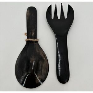 New Real Serving Horn Spoon Fork <b>Salad</b> <b>Server</b> Top Quality Modern Use for <b>Salad</b> Serving Spoon & Eating Spoon Fork Dinnerware - Product Image 3