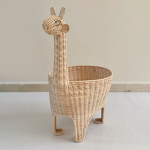 Giraffe <b>lidded</b> container <b>basket</b> rattan hamper bin <b>baskets</b> kids bedroom accessories & organization - Product Image 3