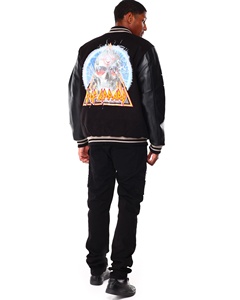 เสื้อแจ็คเก็ตวาร์ซิตี้ปักลายเชนิลล์แบบกำหนดเอง  พร้อมตัวอักษรแบบ Letterman  สำหรับวิทยาลัย  ไซส์พลัส  คอตั้งแบบเบสบอล  เป็นมิตรกับสิ่งแวดล้อม รุ่น FSW-VJ-006 - Product Image 5