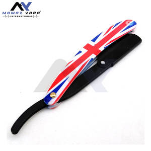 Navajas de barbero con mango con estampado de bandera, negras, de acero inoxidable, con bloqueo giratorio, personalizadas con bandera, tipo Cut Throat, patrióticas - Product Image 6