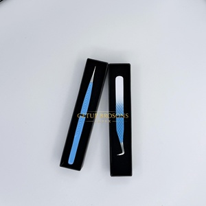 Pinzas para Extensión de Pestañas de Acero Inoxidable, Pinzas de Aislamiento con Punta de Fibra 90, Recubrimiento en Polvo Blanco y Azul, Herramienta Profesional para Pestañas - Product Image 1