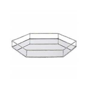 Bandeja de servicio de aluminio y vidrio de tendencia con un elegante acabado redondo perfecto para una elegante exhibición de cosméticos y decoración del hogar - Product Image 5