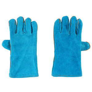 Soldadura eléctrica resistente al calor largo rojo cuero de ante de vaca completo resistente al fuego lona mecánico construcción trabajo guantes - Product Image 4