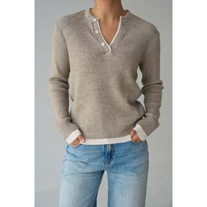 เสื้อสเวตเตอร์ไลท์มิงค์-เอครูทูโทนลายมะเขือม่วง - Product Image 1