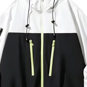 Chaqueta con Capucha para Hombre de Alta Calidad, Color Personalizado, Impermeable, Estilo Deportivo, Cierre de Cremallera, Blanca y Negra, de Poliéster, para Primavera y Actividades al Aire Libre - Product Image 4