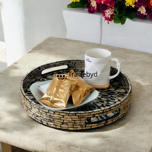 Bandeja decorativa con incrustaciones de fregona de Tradebyd Bandeja de nácar hecha a mano para exhibición de mesa elegante - Product Image 2